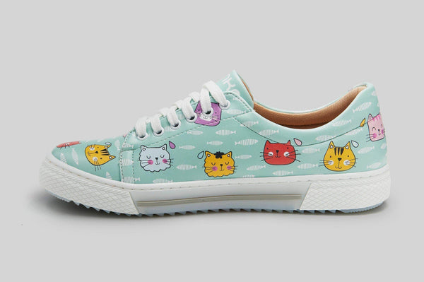 mumka-shoes-women-Meow Cats Green Sneakers