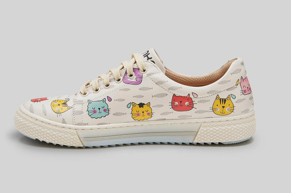 mumka-shoes-women-Meow Cats Beige Sneakers